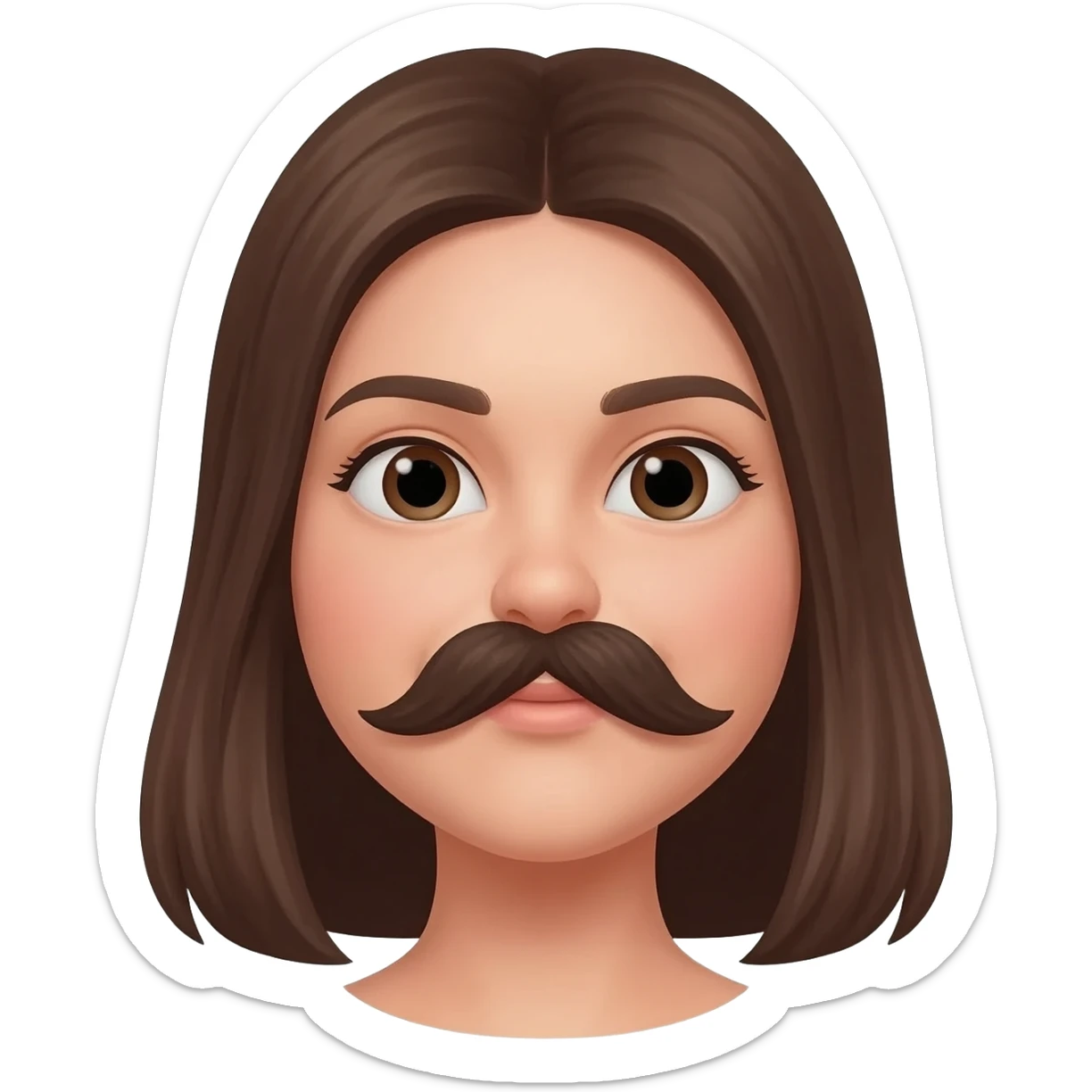 Girl with mustache sticker