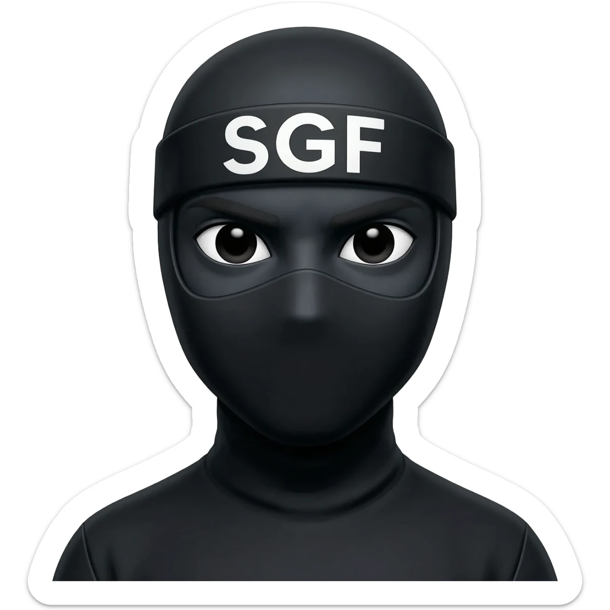 iphone  Ninja emoji with with black skin with SGF written on headband sticker