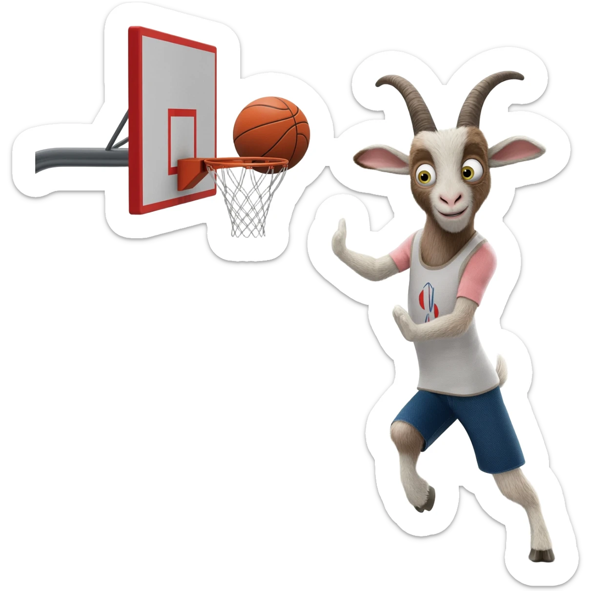 Will Harris the goat from the movie the goatshooting a hoop sticker