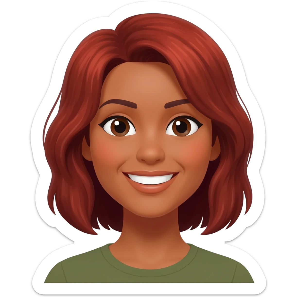 Tan Woman with  medium red brown hair smiling sticker