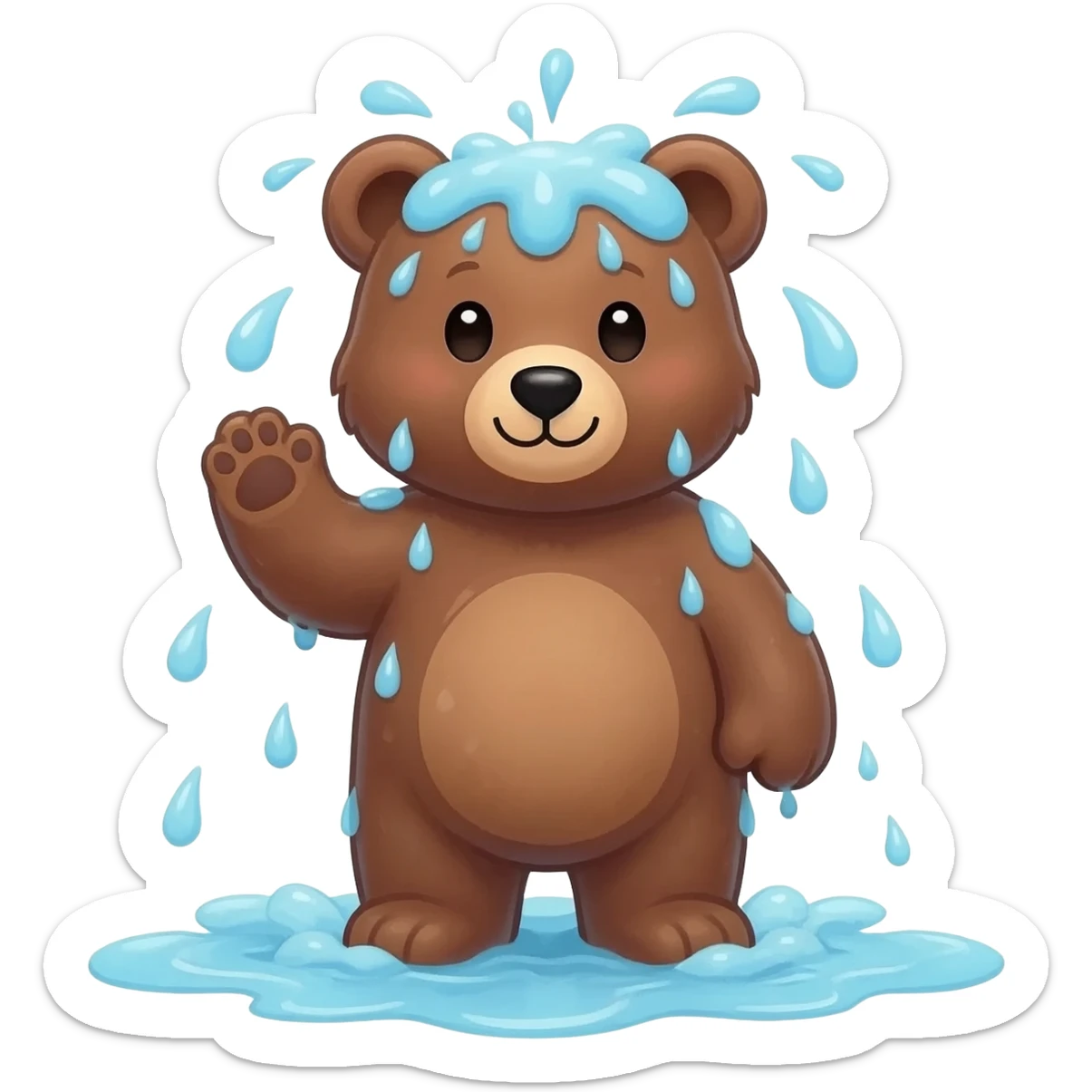 Cute bear coming out of the shower sticker