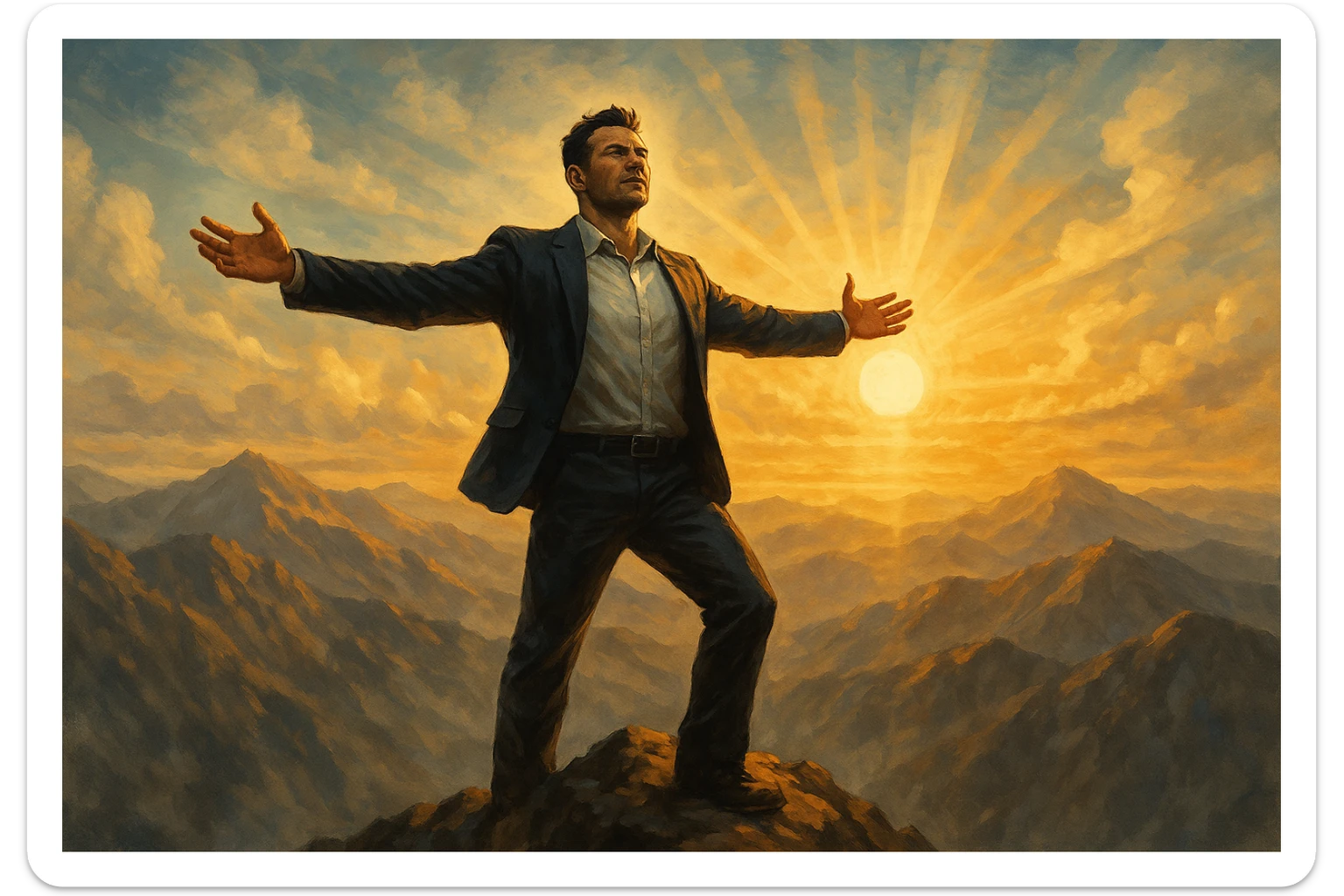 uomo che accoglie le sfide della vita e le supera senza paura sticker