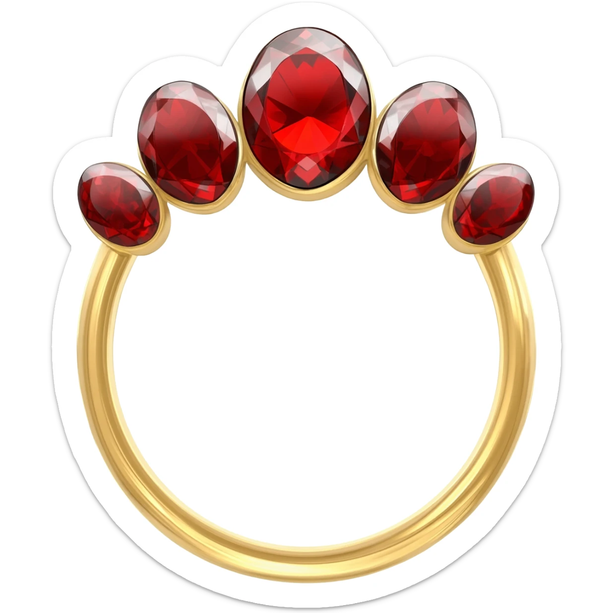 Gold tiara with red gems with golden cicrle around it brosch/crest sticker