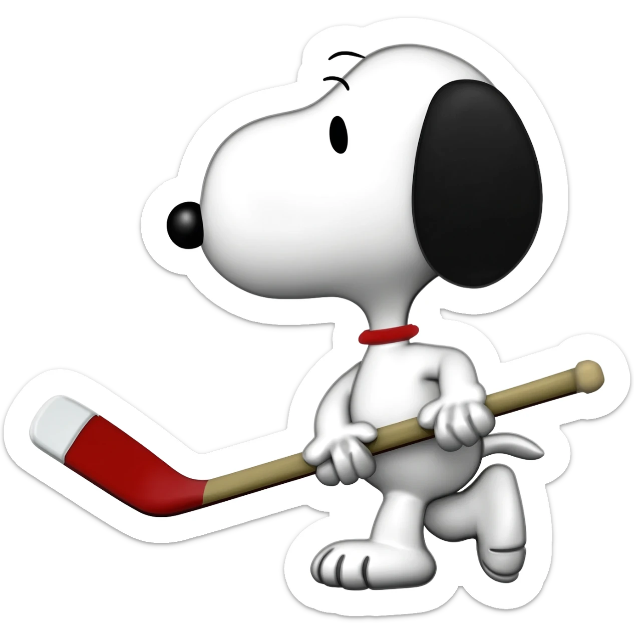 snoopy with a hockey stick sticker