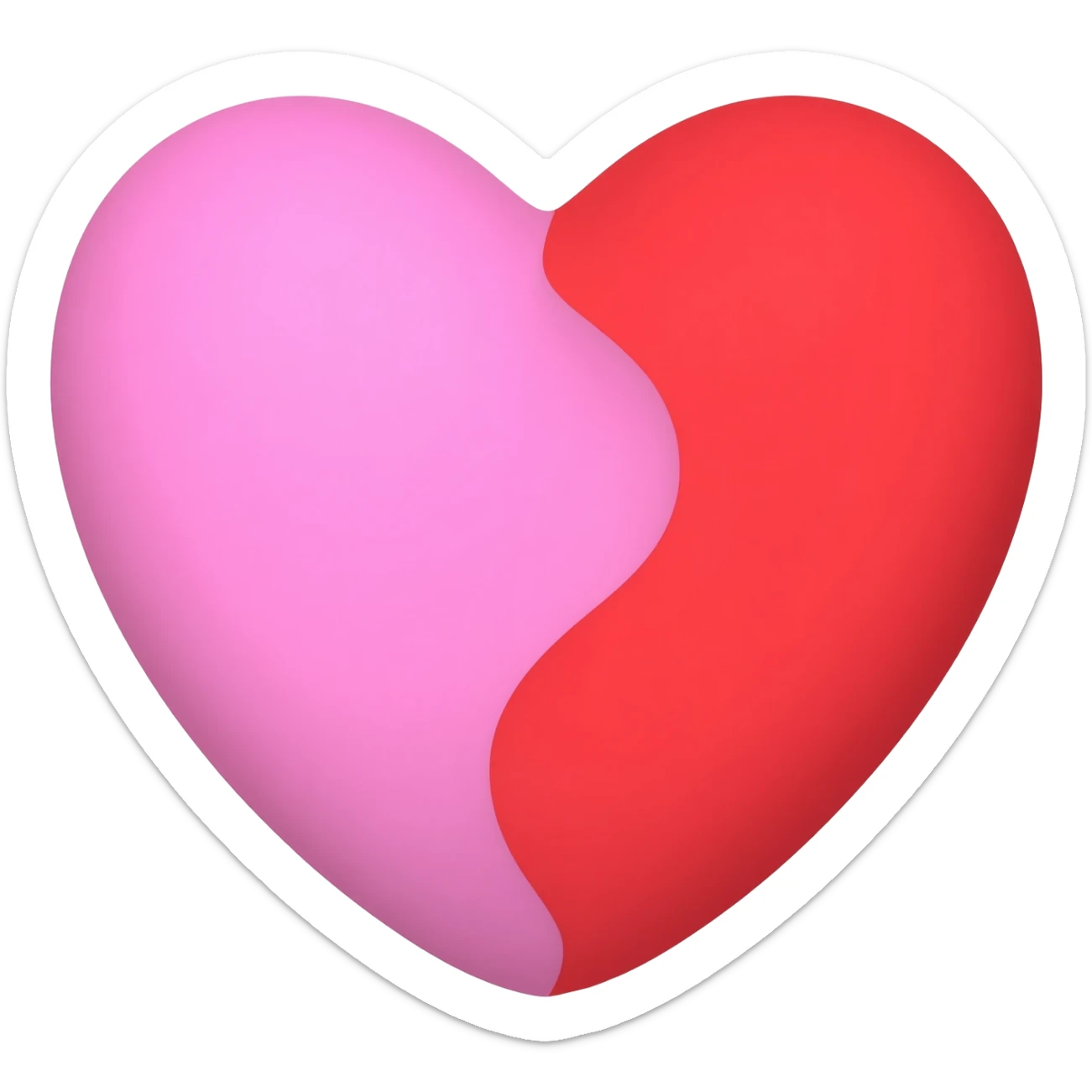 Un corazon mitad rojo mitad rosado sticker