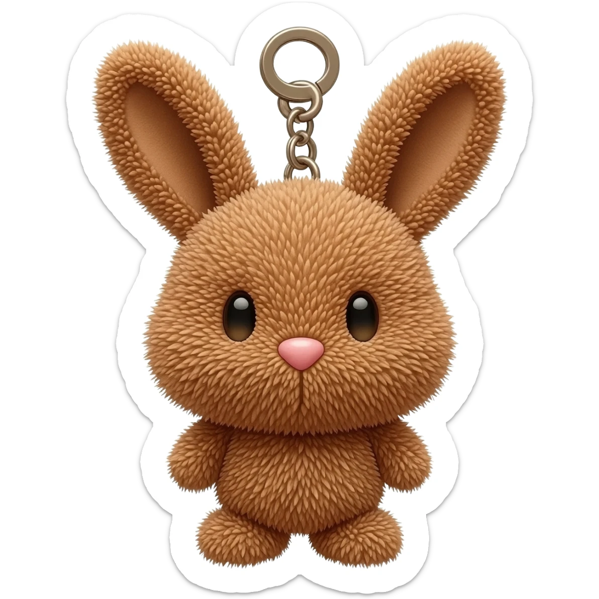 Fuzzy bunny brown keychain sticker