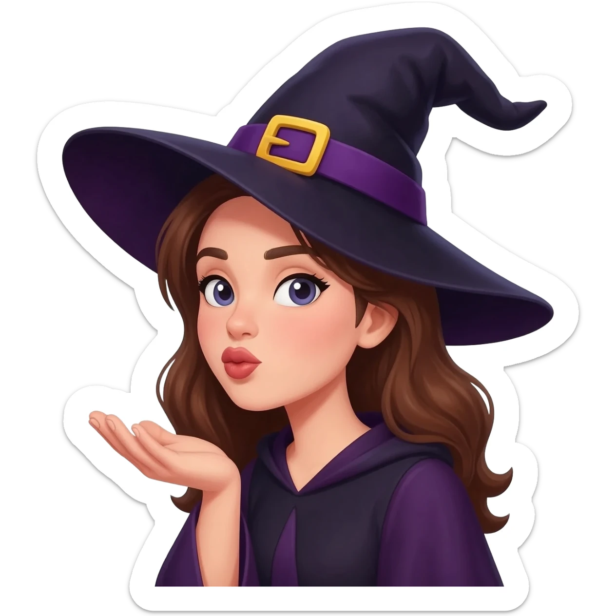 Bruja morena lanzando un besode frente sticker