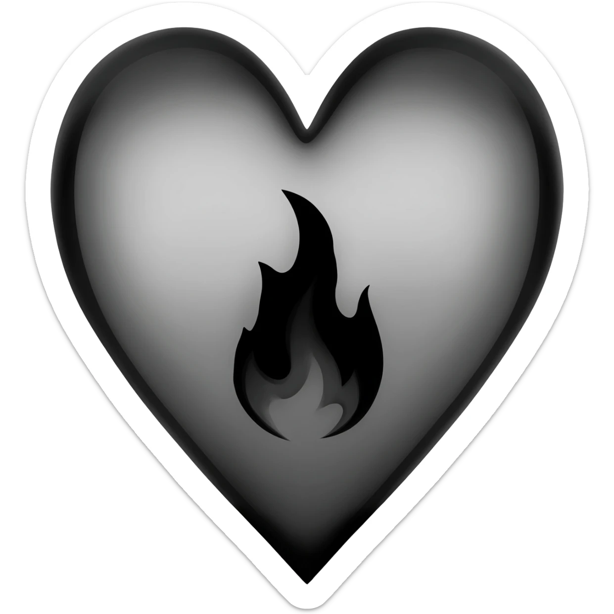 generate a black heart with a black flame sticker