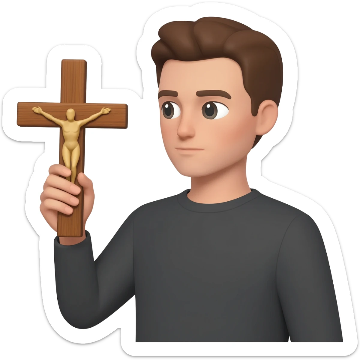 Person with cross sticker