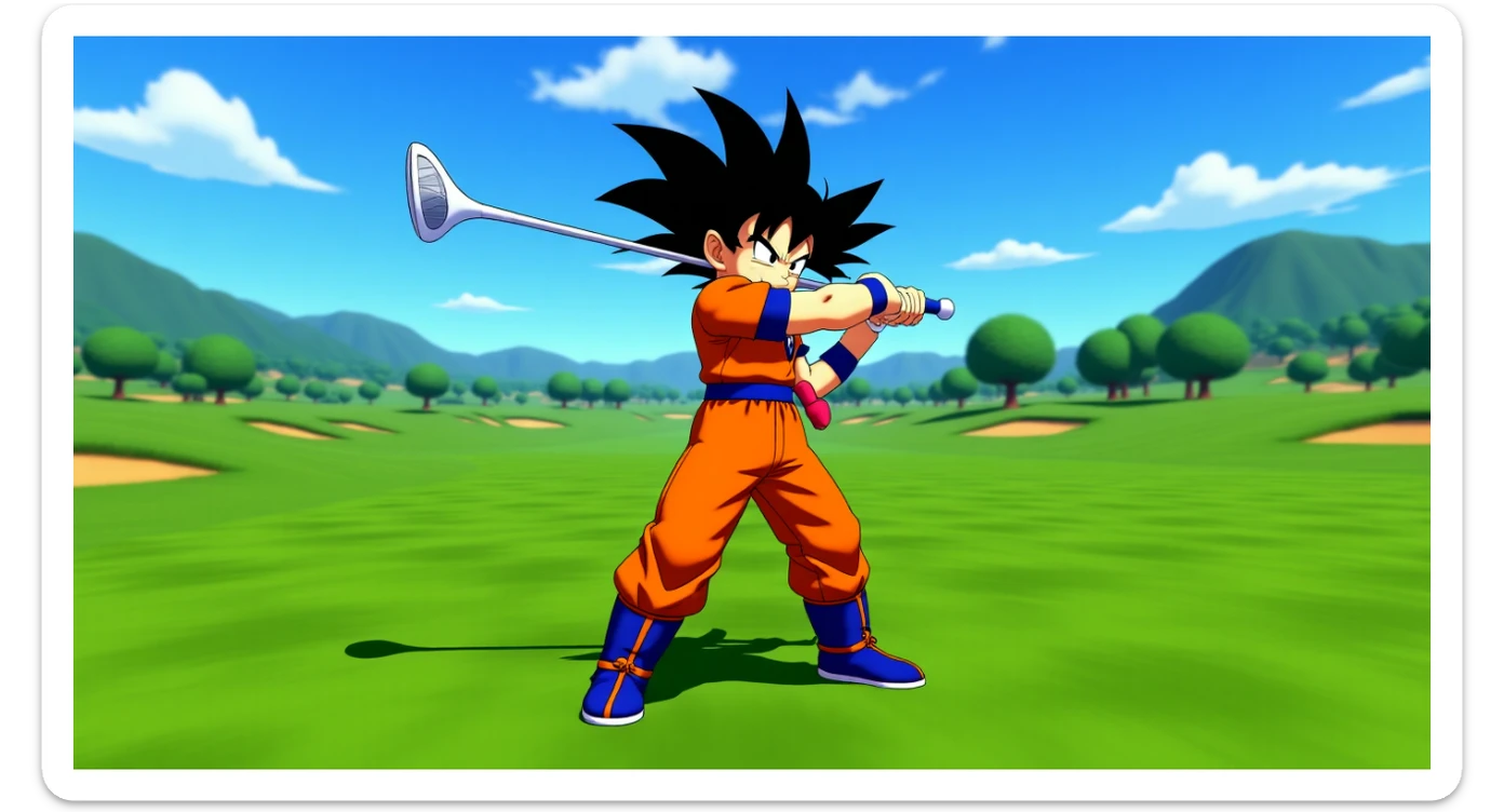 Photo of a Son goku in golf 4, dragon ball style sticker
