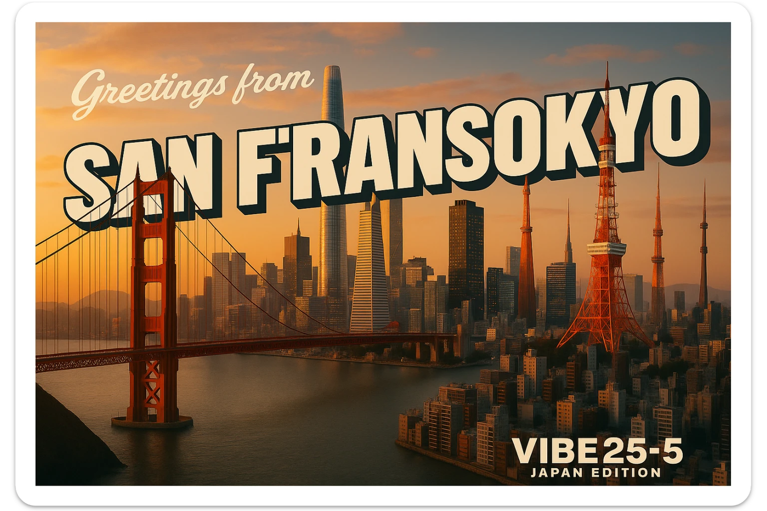 Add the words: Greetings from San Fransokyo!  VIBE25-5, Japan Edition sticker