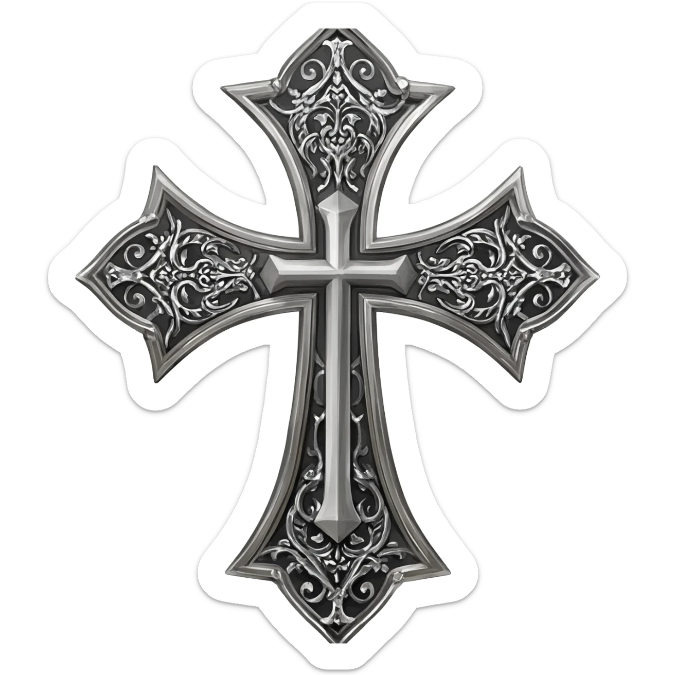 Silver knight templar cross sticker