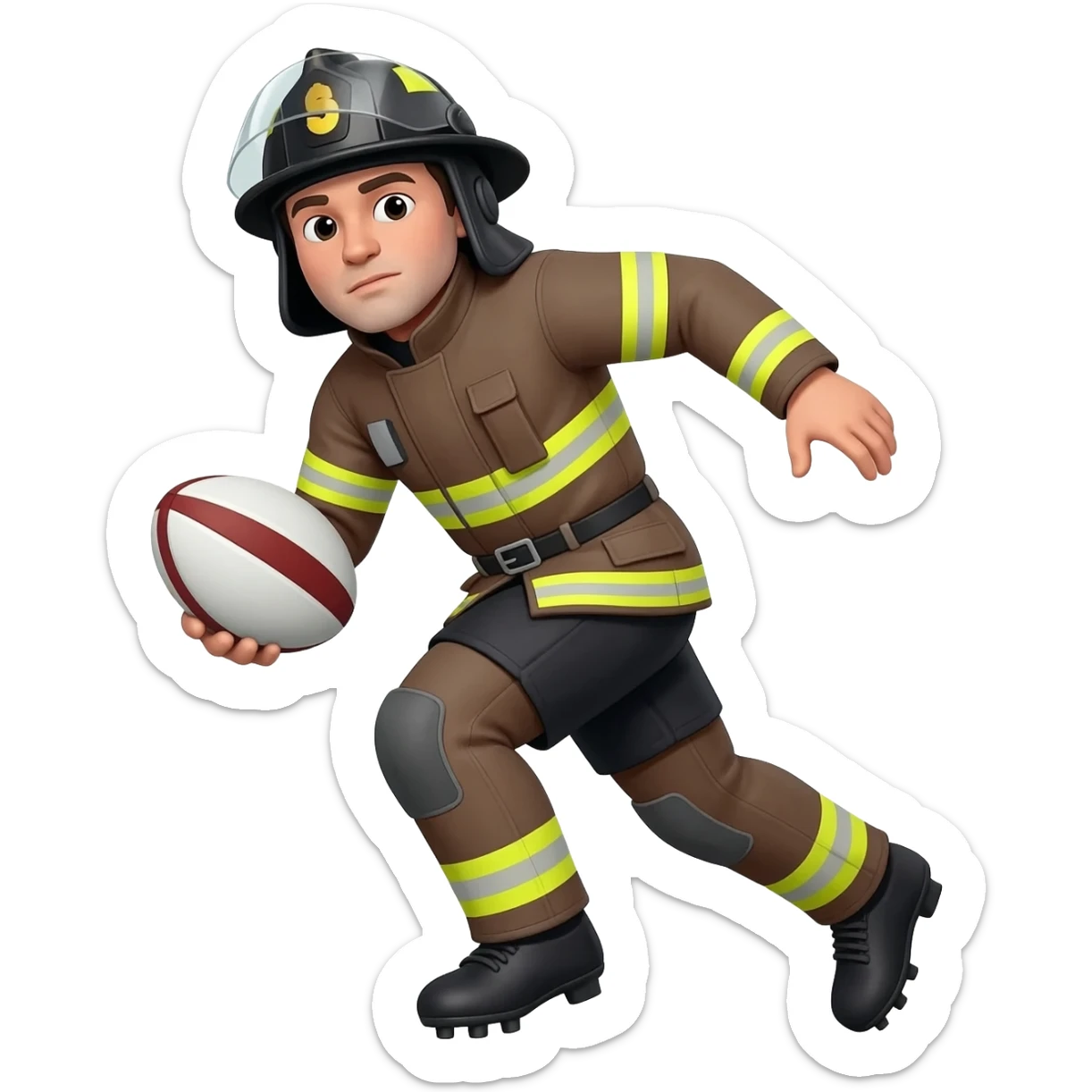 Rugby playing firefighter sticker