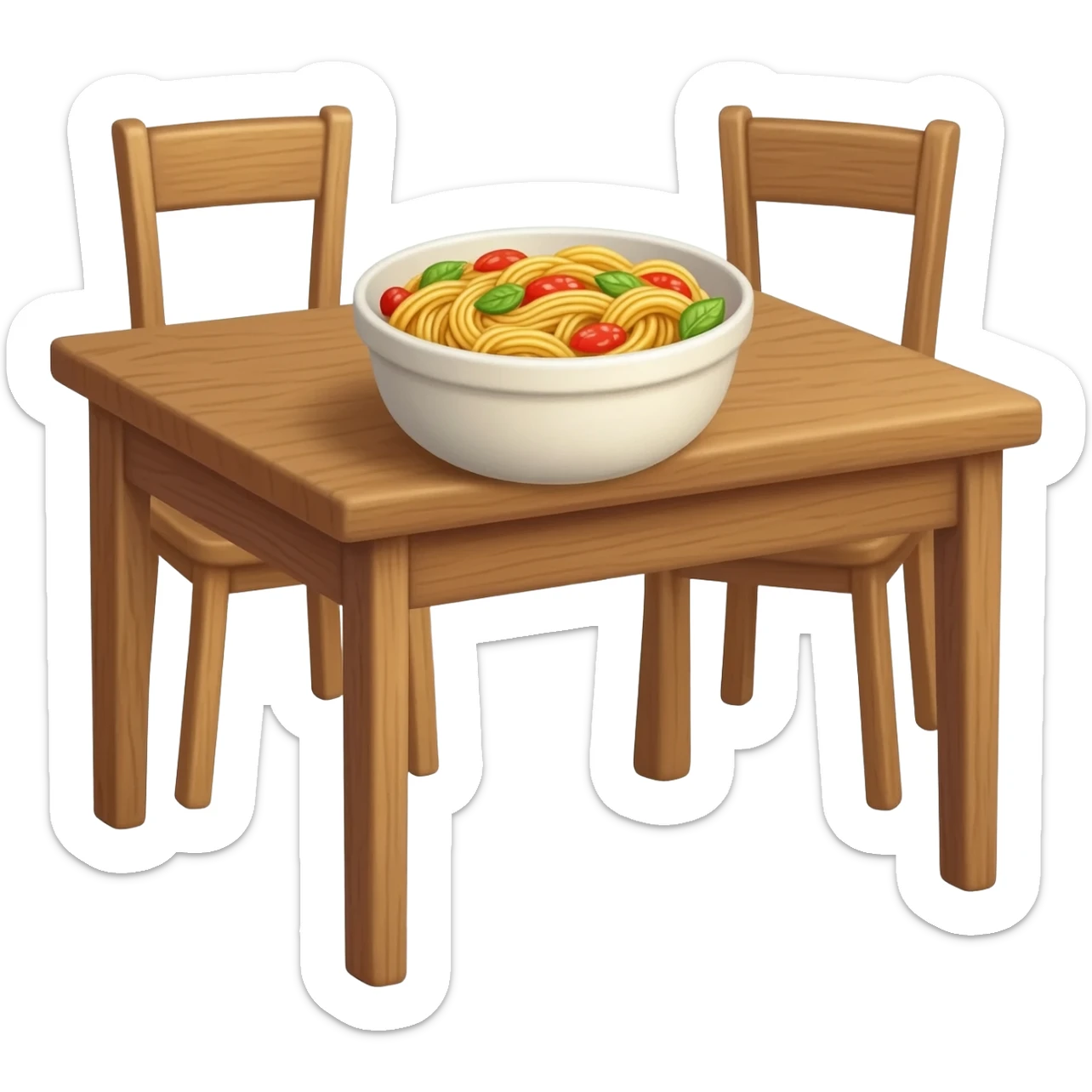 fresh pasta on wooden table with chairs sticker