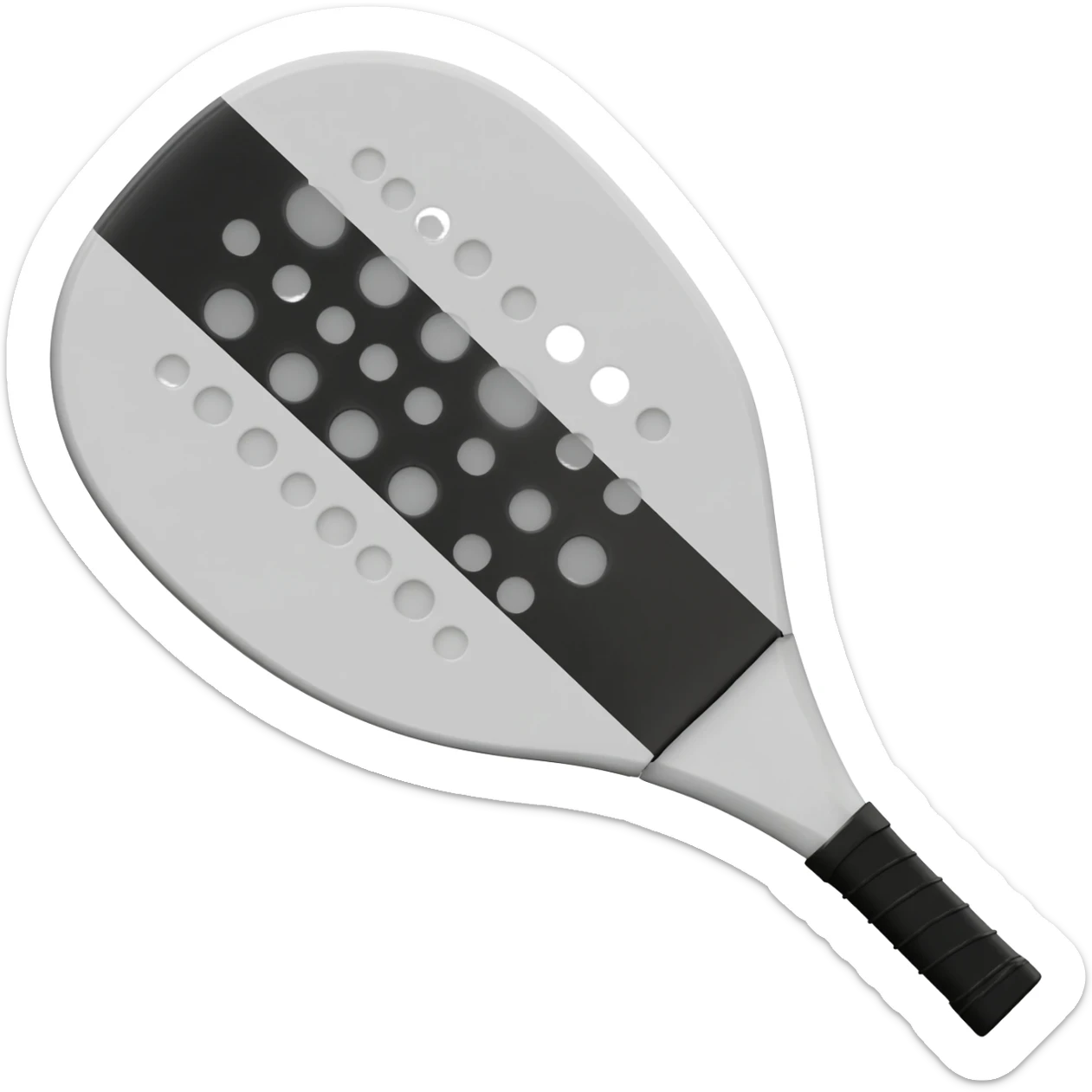 Pala de pádel blanco con negro en diagonal sin fondo sticker