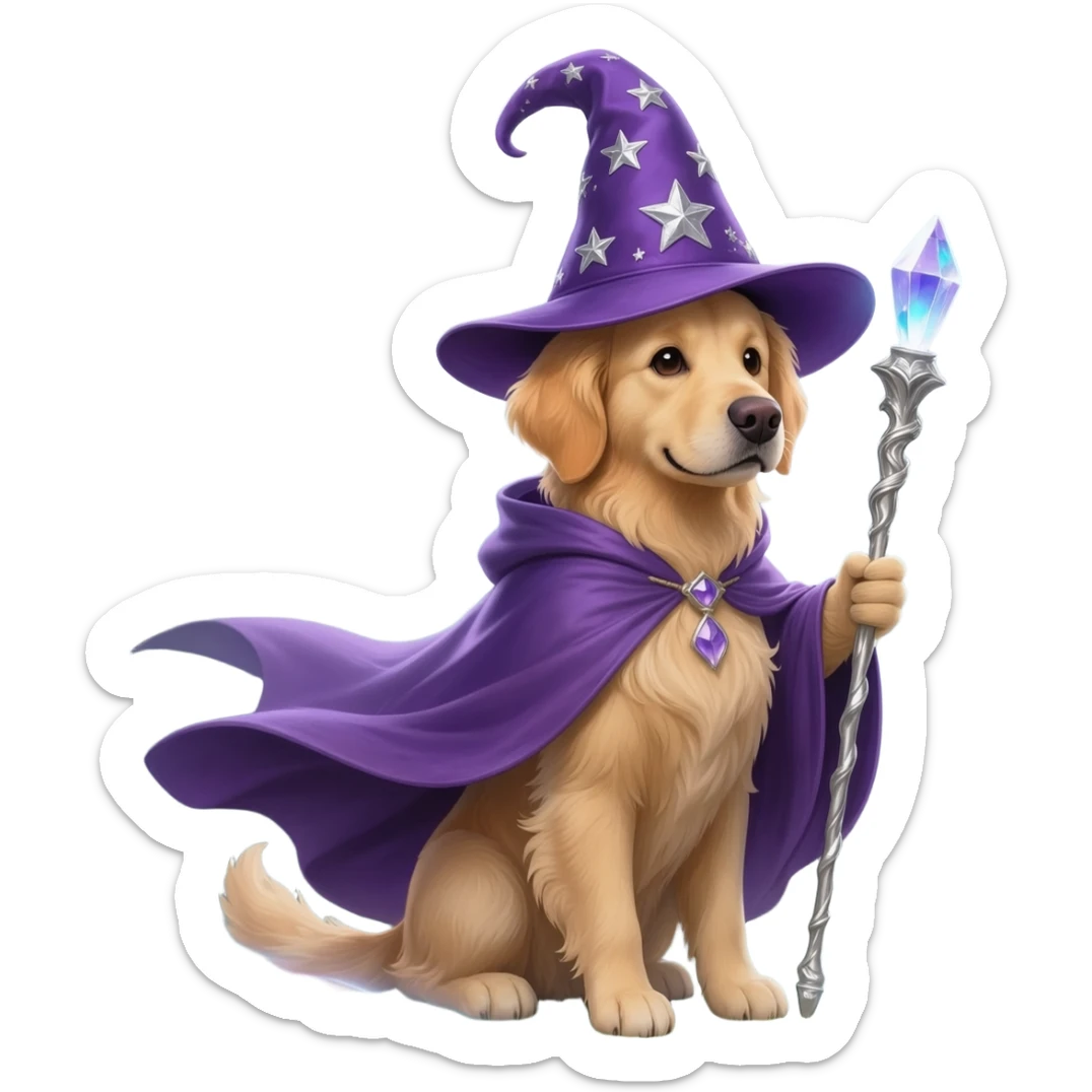 Dog wizard sticker