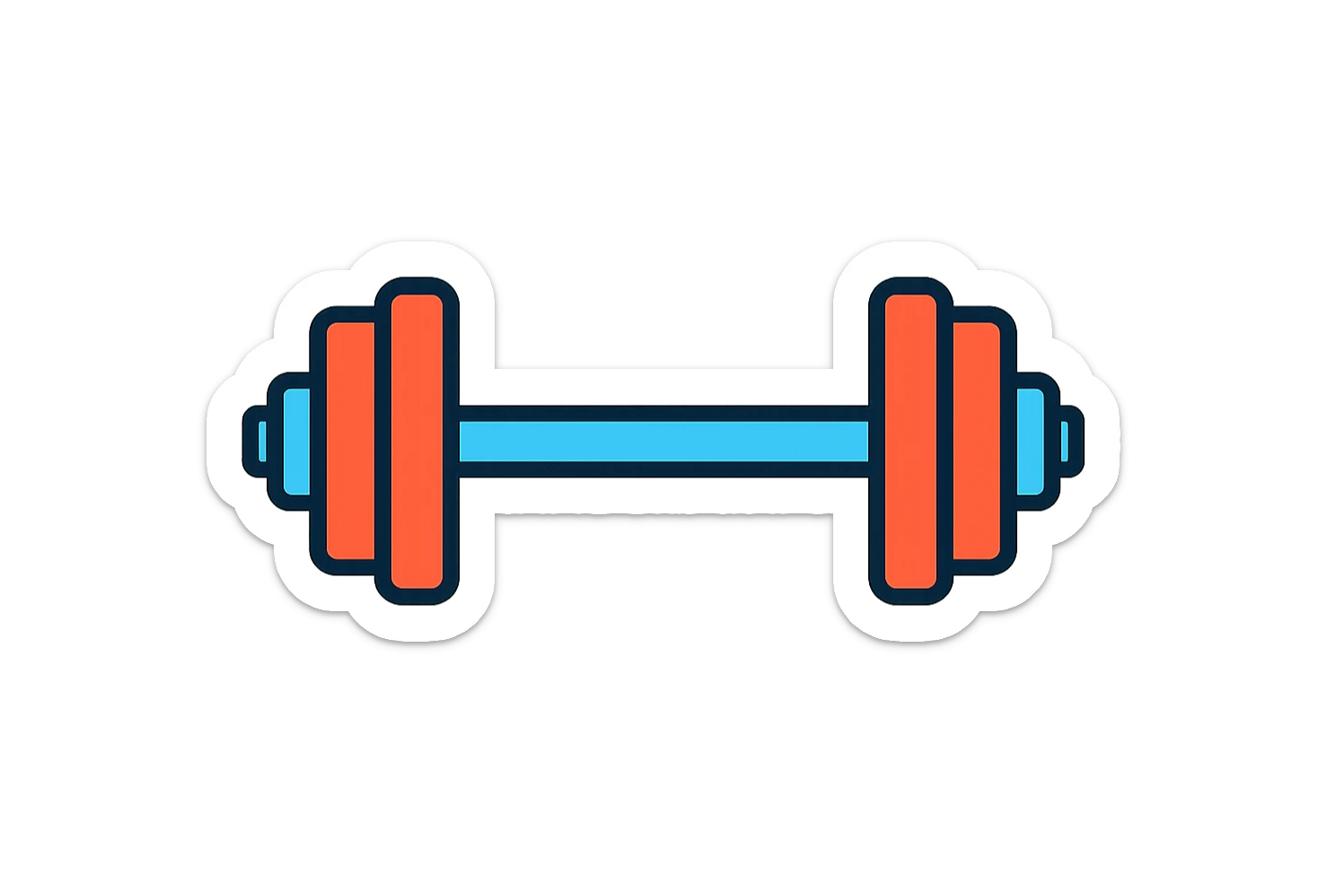 levantamiento de pesas olímpico, barra olímpica y discos, estilo icono colorido con contorno sticker