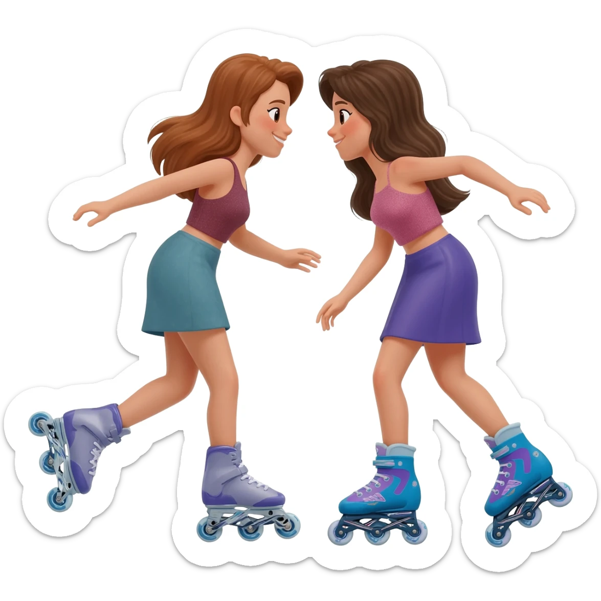 dos amigas en patines de linea sticker