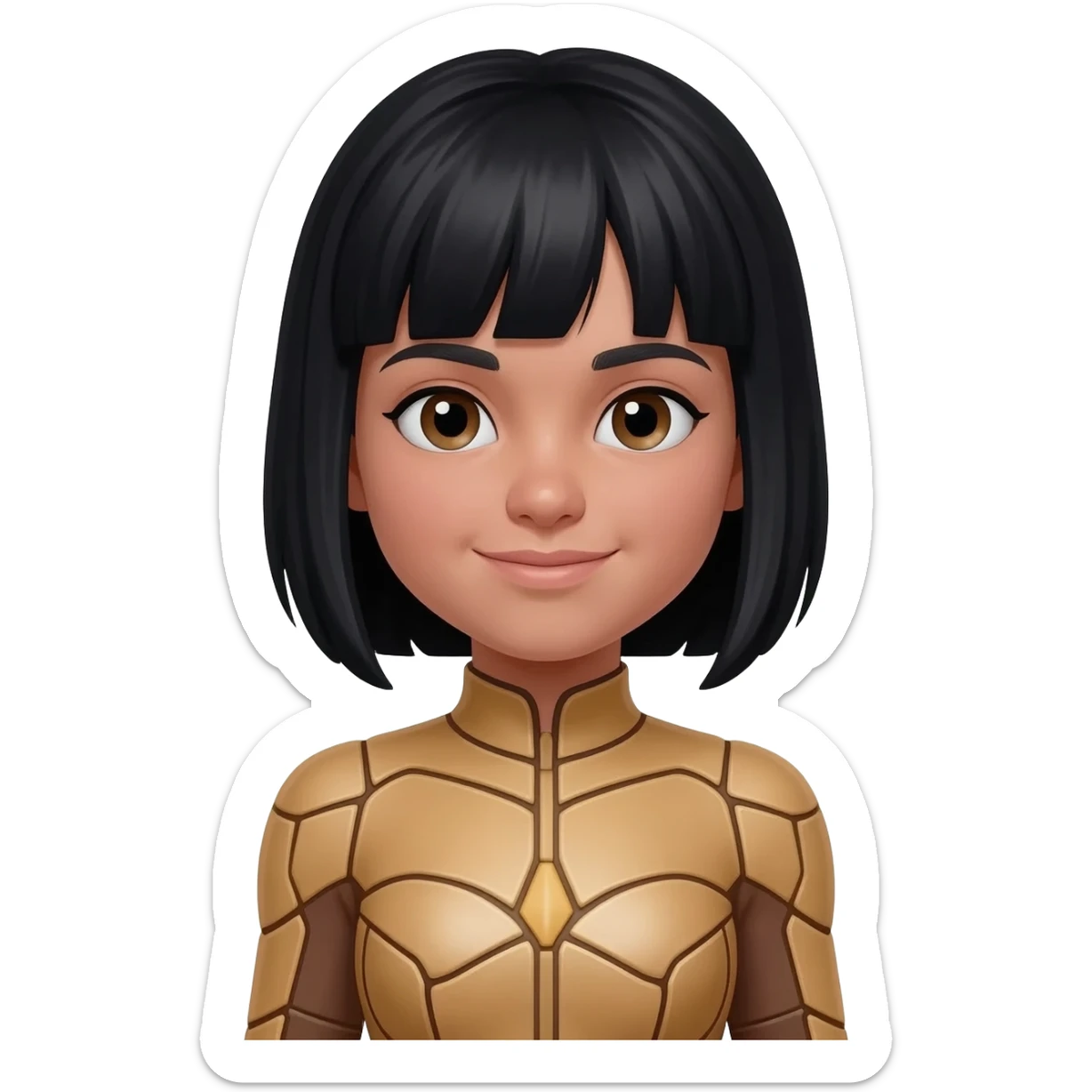 light tan girl with black hair in a. pane costume sticker