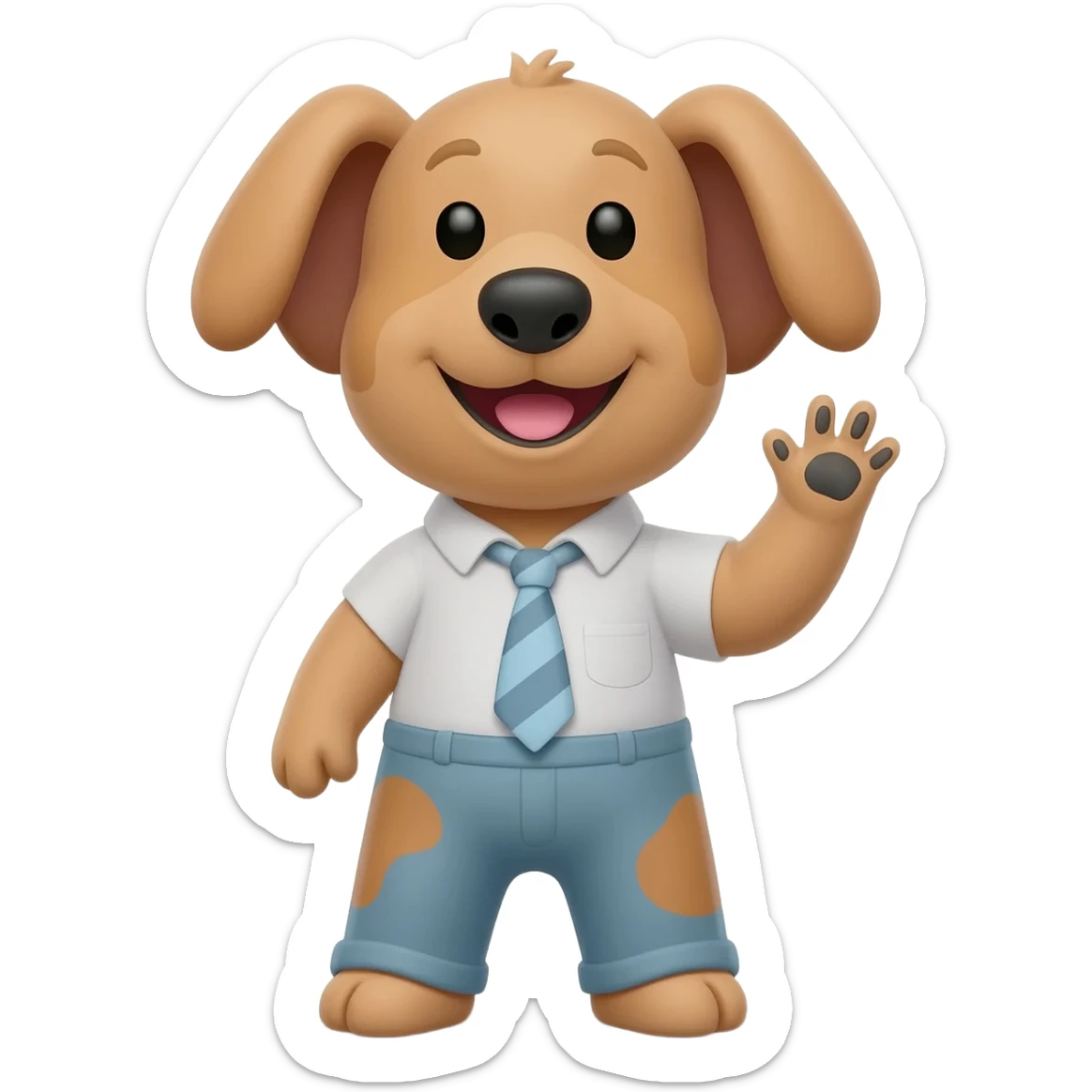 dog waves his hand sticker