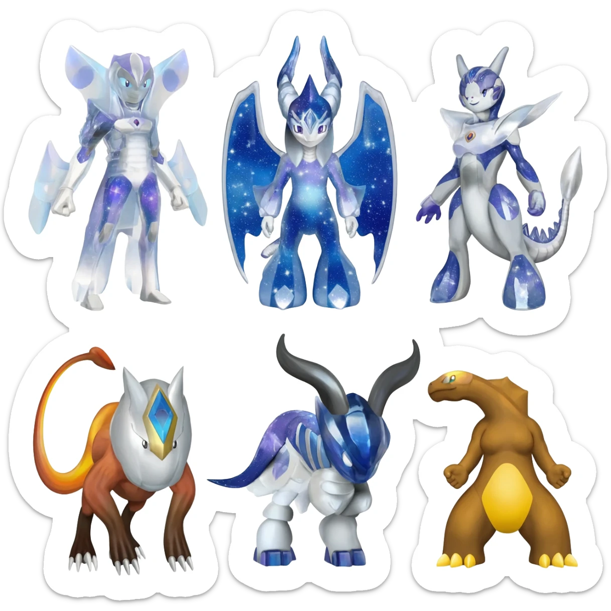 Shiny Starry Trico-Nargacuga-Silvally-Absol-Digimon-fusion sticker