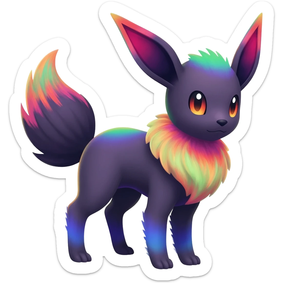 Dark vibrant pastel bright neon colorful edgy exotic painted Fakémon-Pokémon-Vernid-Eeveelution-creature sticker