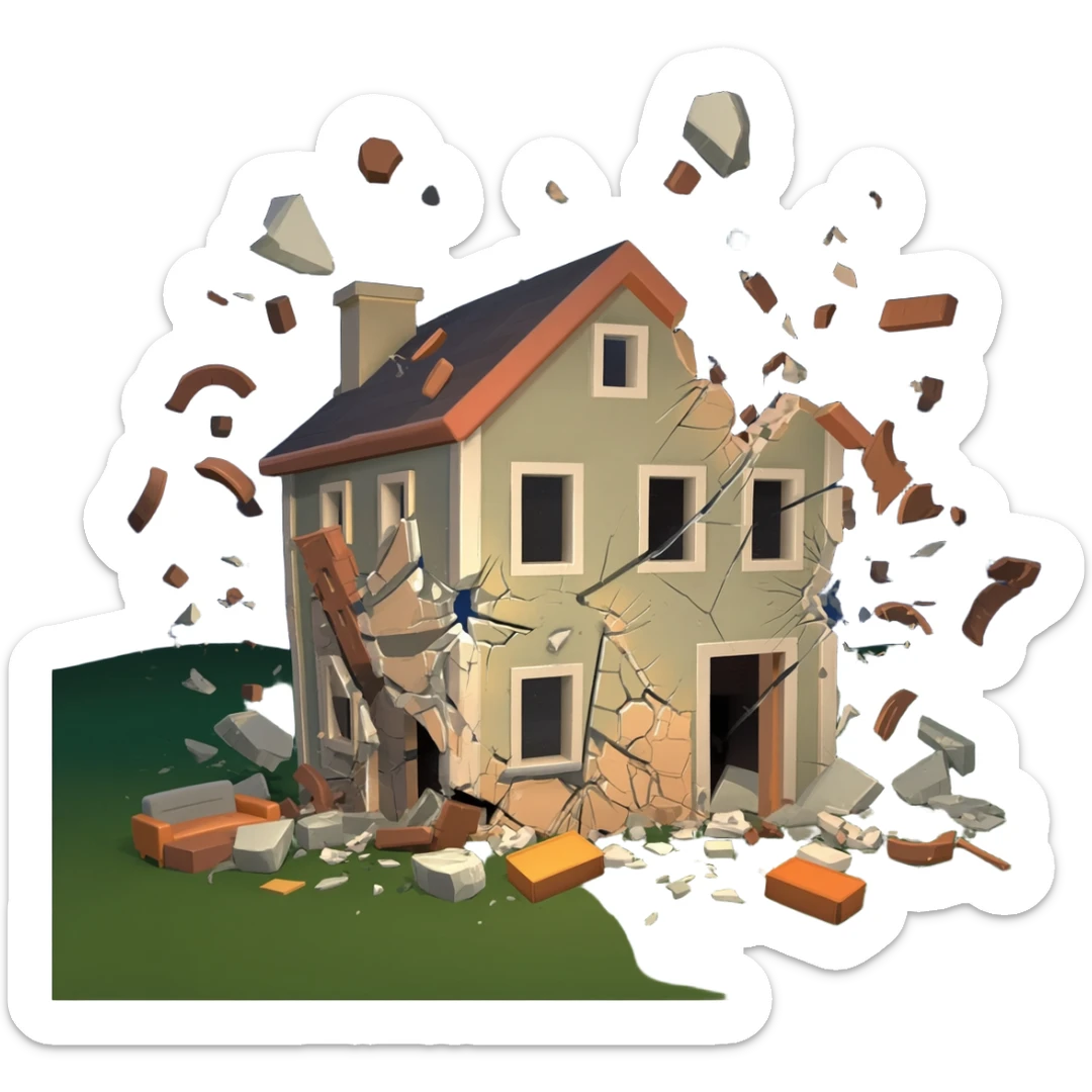 house explode with stuff sticker