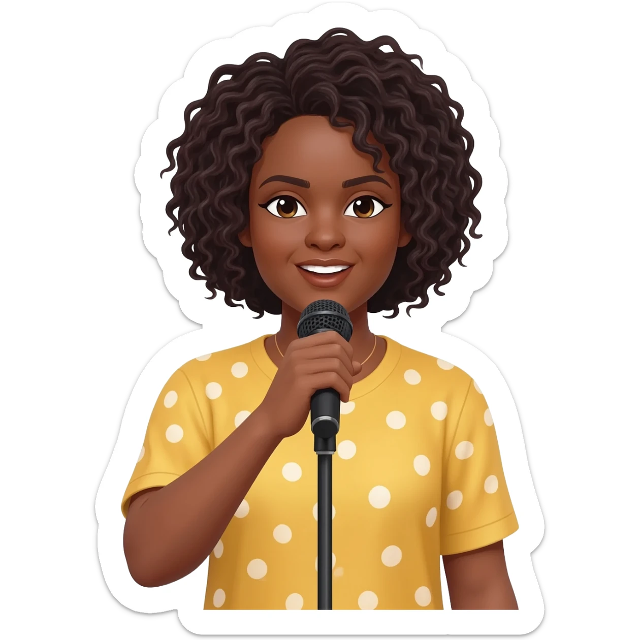 Gonemili Grace chante avec un micro en main sticker