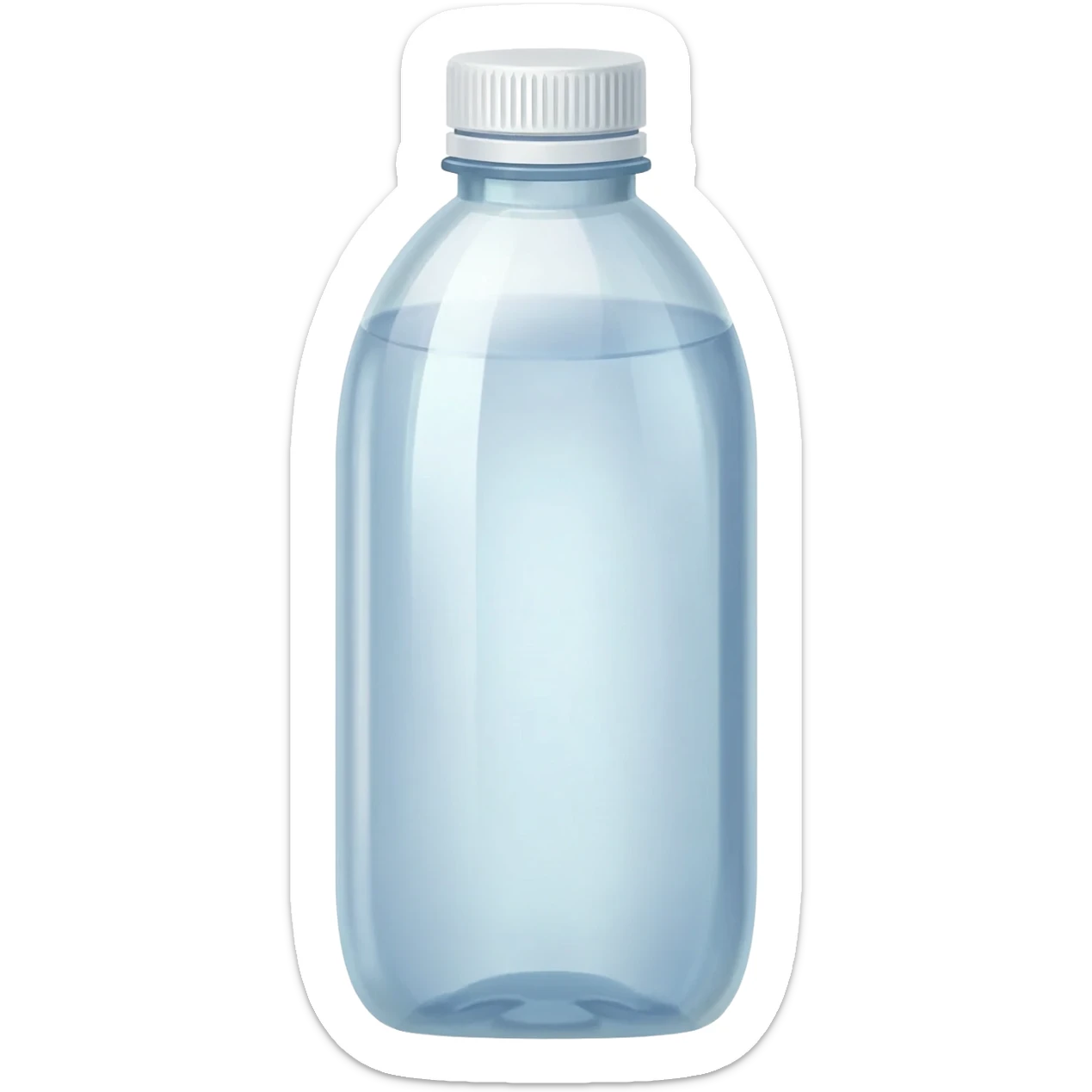 aesthetic clear water in tall clear full plastic drink bottle with white lid realistic soft textures sticker