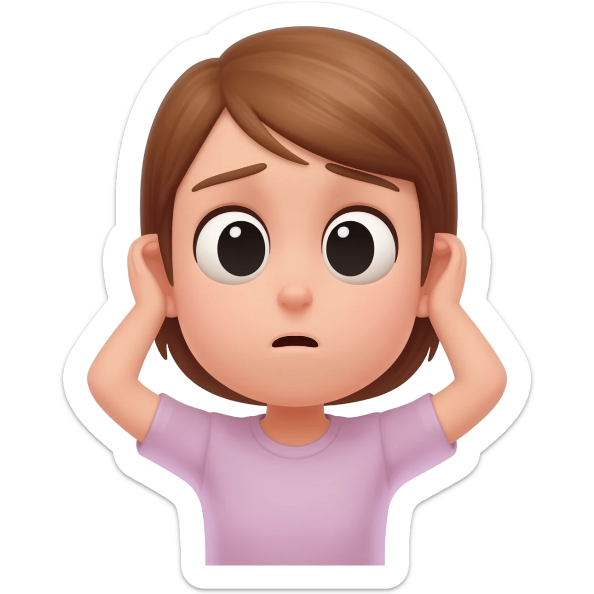 a girl holding ears sad and saying sorry sticker