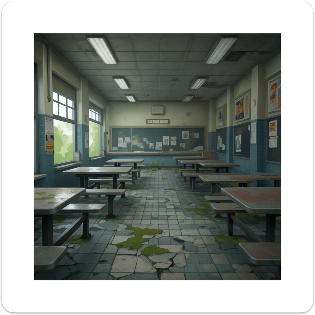 School Cafeteria Broked down sticker