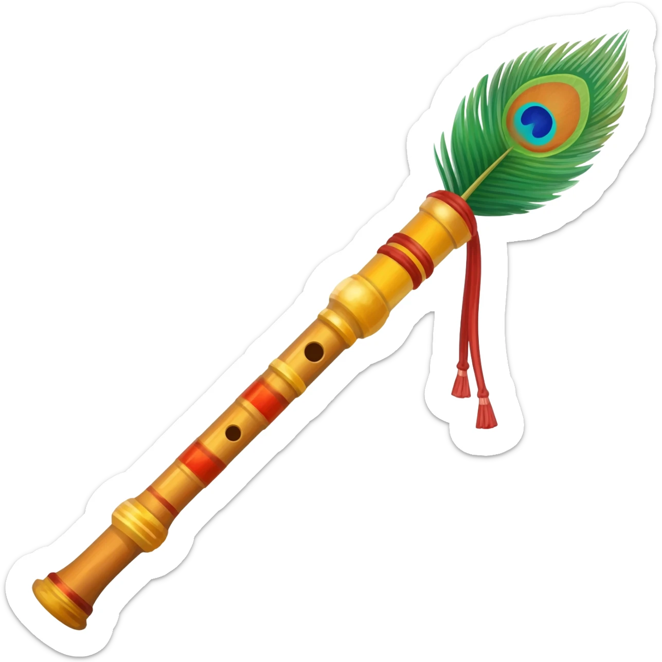 Krishna flute with peacock feather sticker
