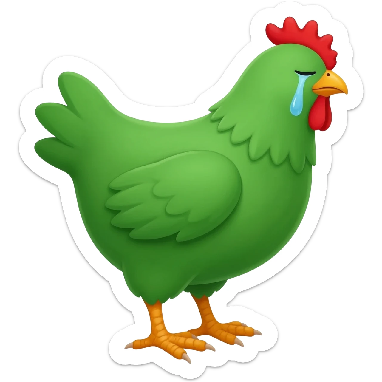 green chicken crying sticker