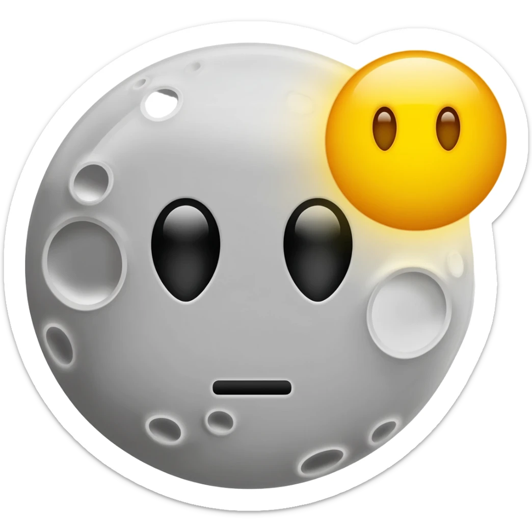 Grey moon and yellow sun with faces sticker