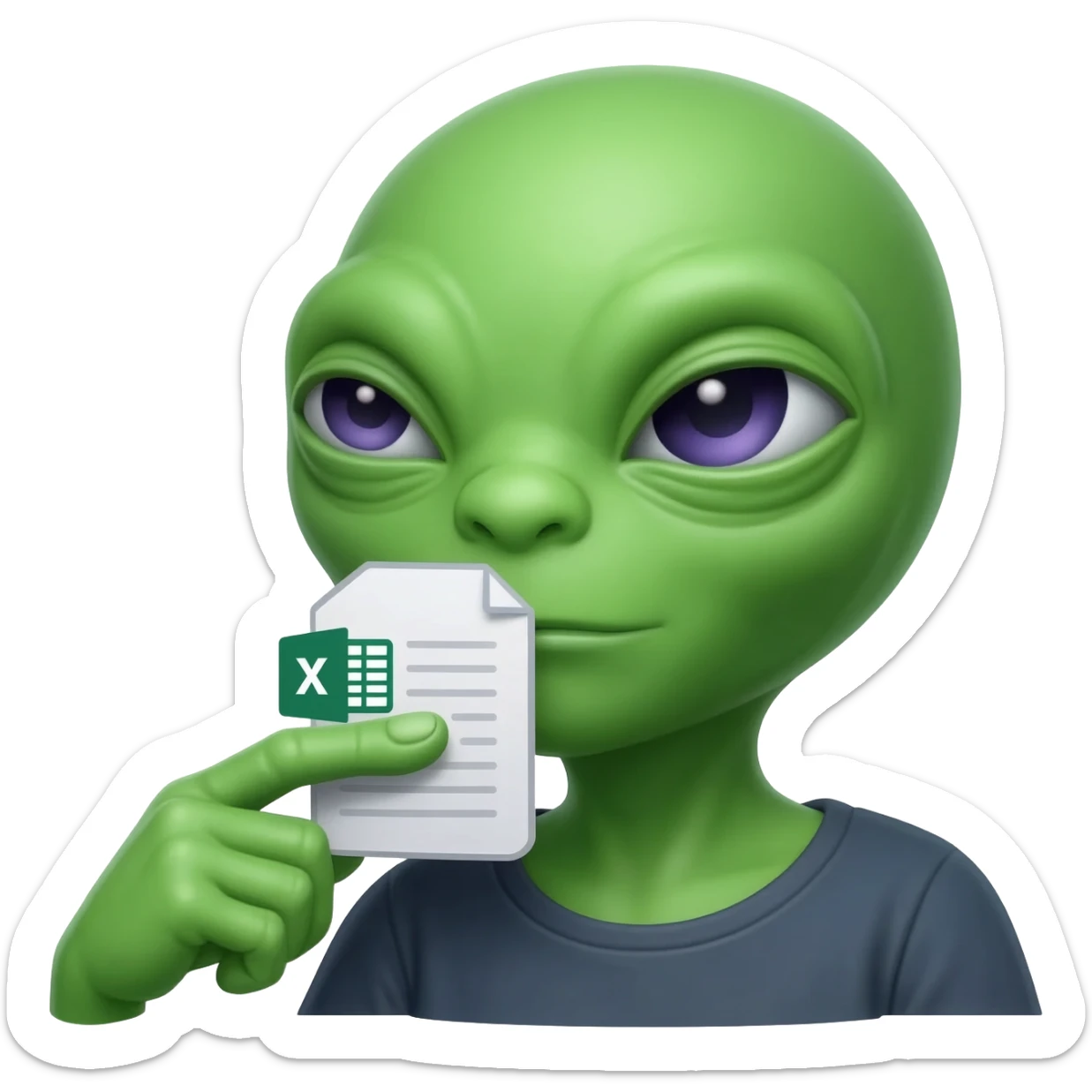 E.T. The Extra-Terrestrial from the movie eating an Excel file icon sticker