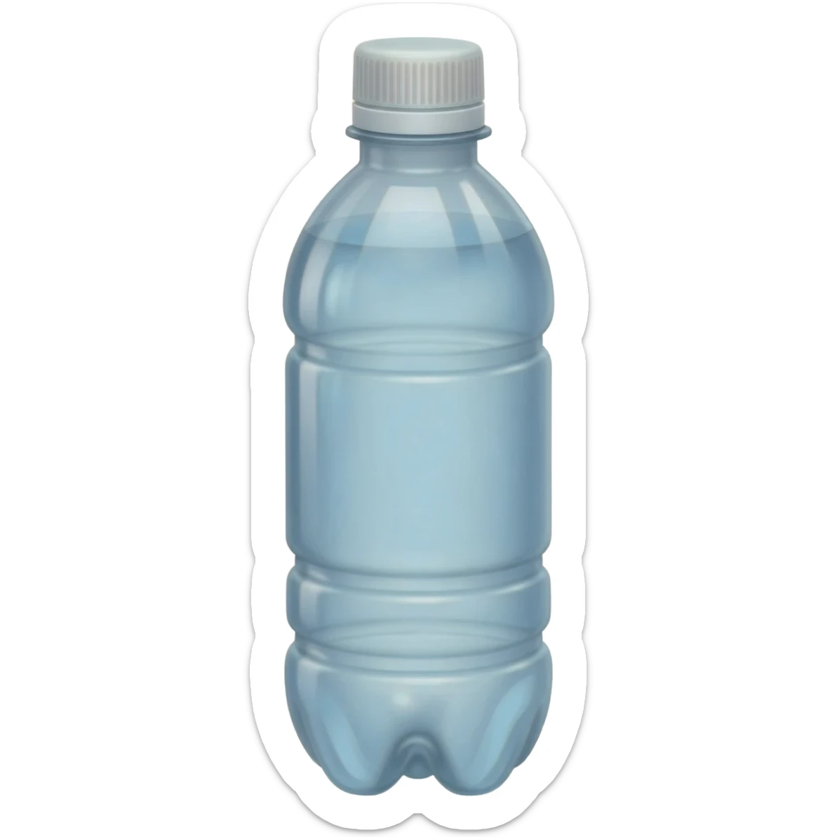 aesthetic clear water in tall clear full plastic drink bottle with white lid realistic soft textures sticker