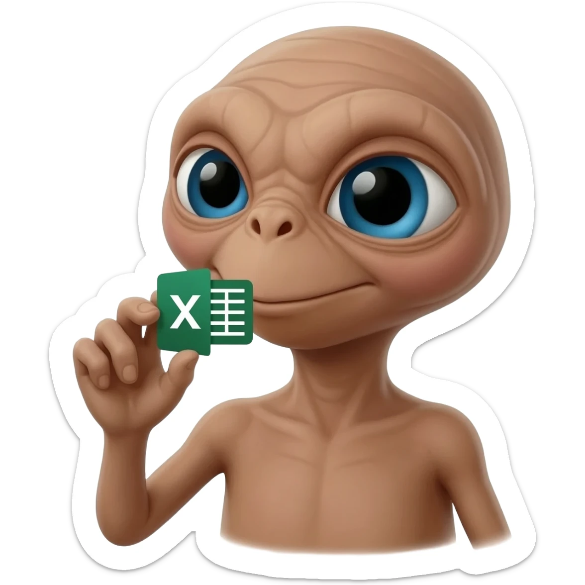 E.T. The Extra-Terrestrial from the movie eating an Excel file icon sticker