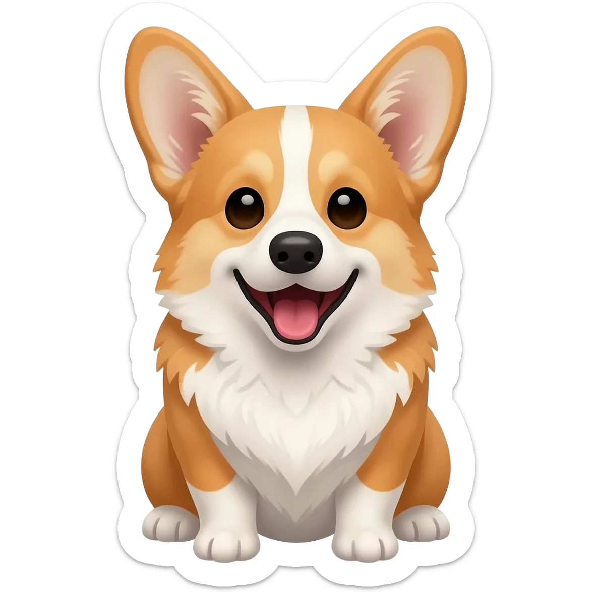 The corgi sits frontally with its mouth open. sticker