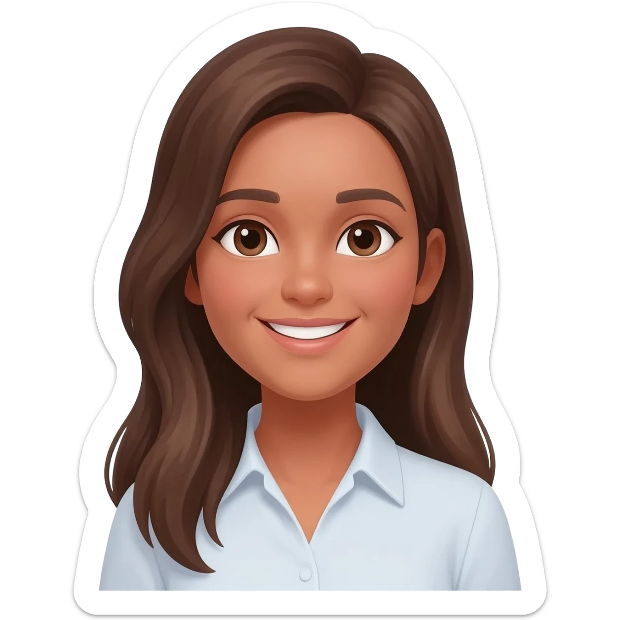 24 YEARS OLD GIRLSMILY,  LONG BROWN HAIR, TAN LIGHT SKIN, BROWN EYES, TEACHER sticker