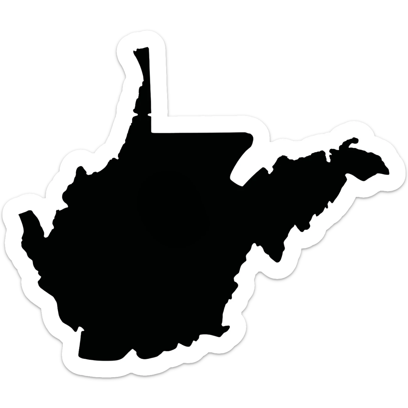 shape of west virginia state all black sticker
