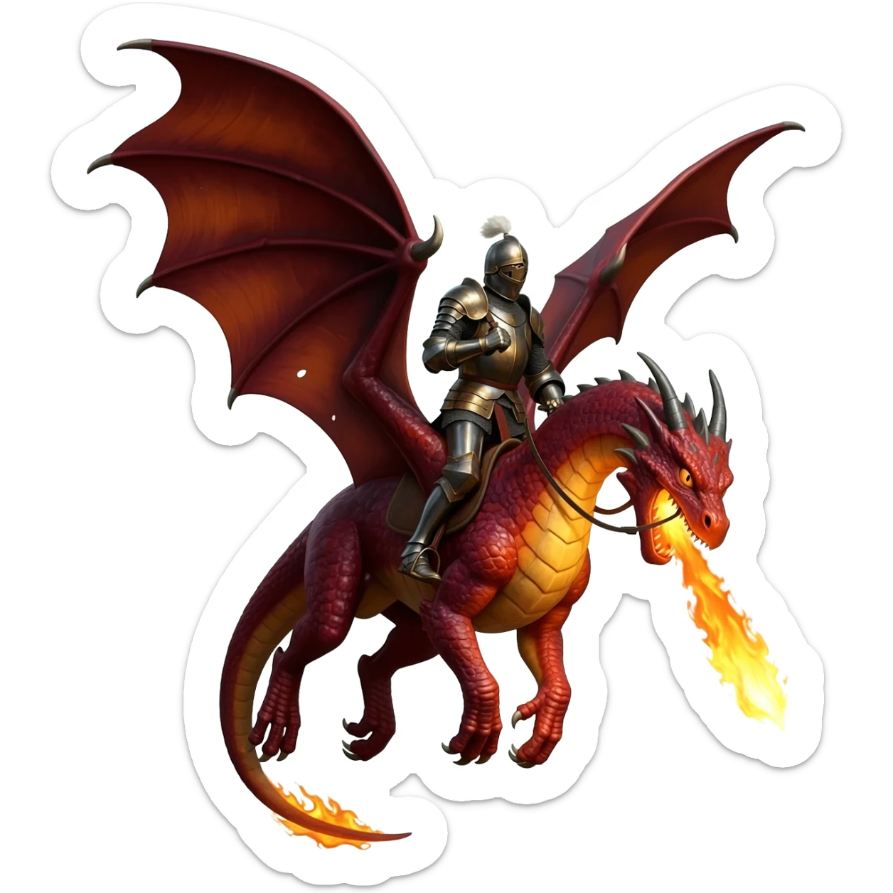 A Dragon Rider  on his dragons back sticker