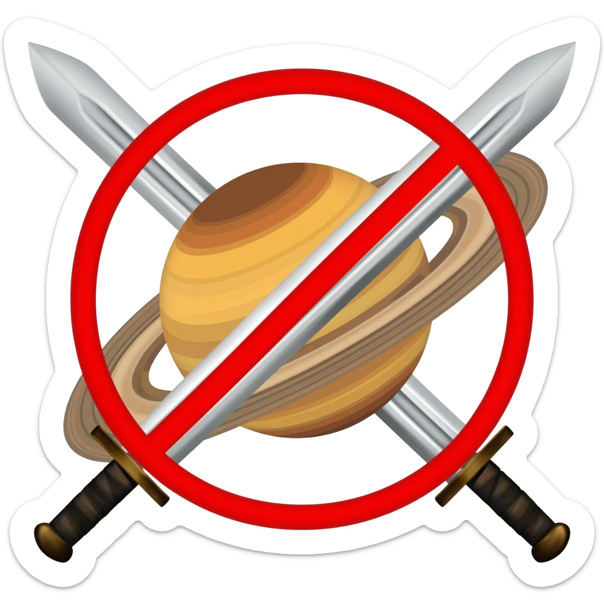 Saturn przekreślony 2 mieczami, sticker