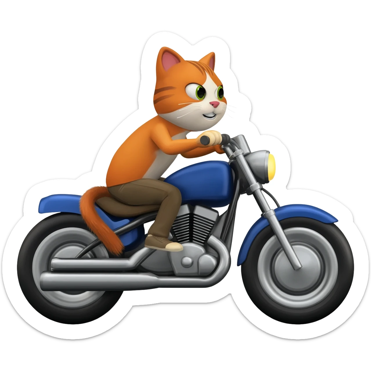 Cat riding a motorcycle sticker