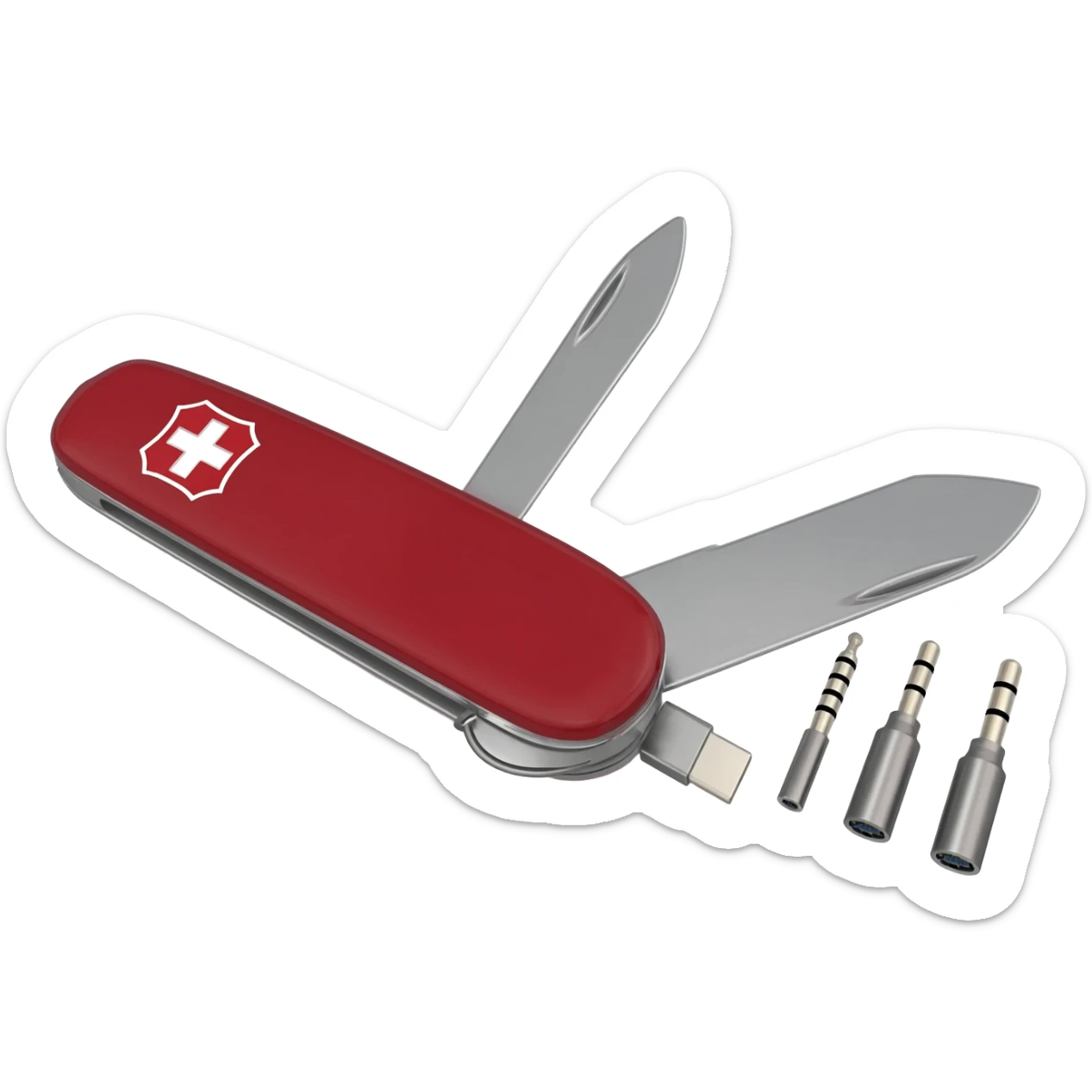 combine a swiss army knife with hdmi and 3.5mm connectors rather thanblades sticker