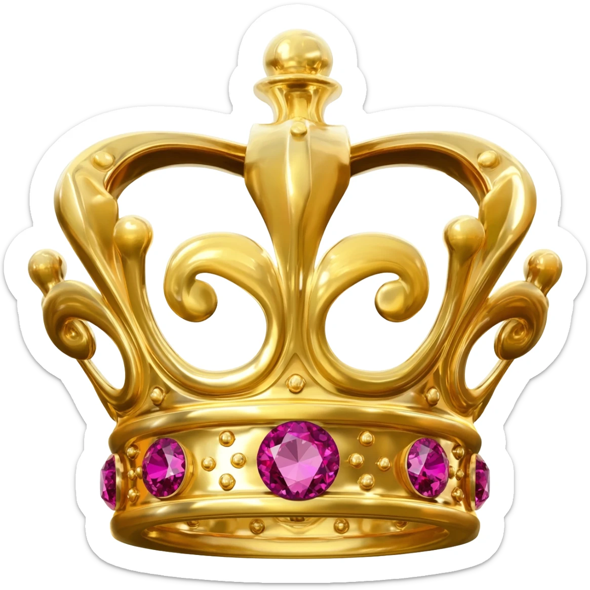 Gold crown with red gems in a circle brosch/crest sticker