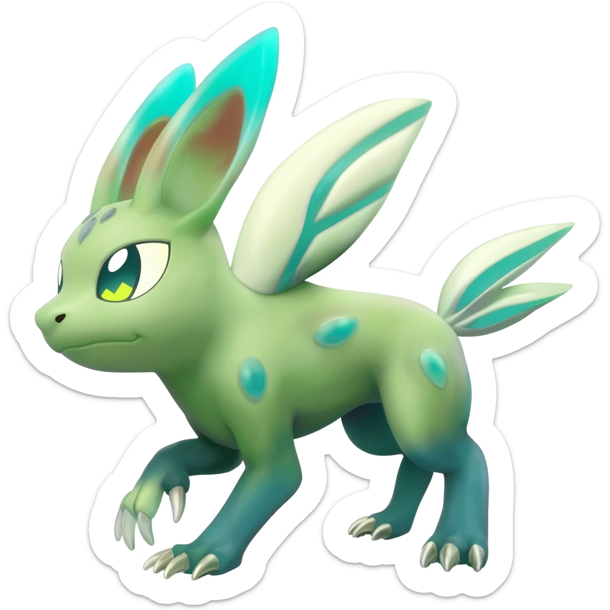  exotic tropical cyber-Protogen-Fakémon-Pokémon-Vernid-creature sticker
