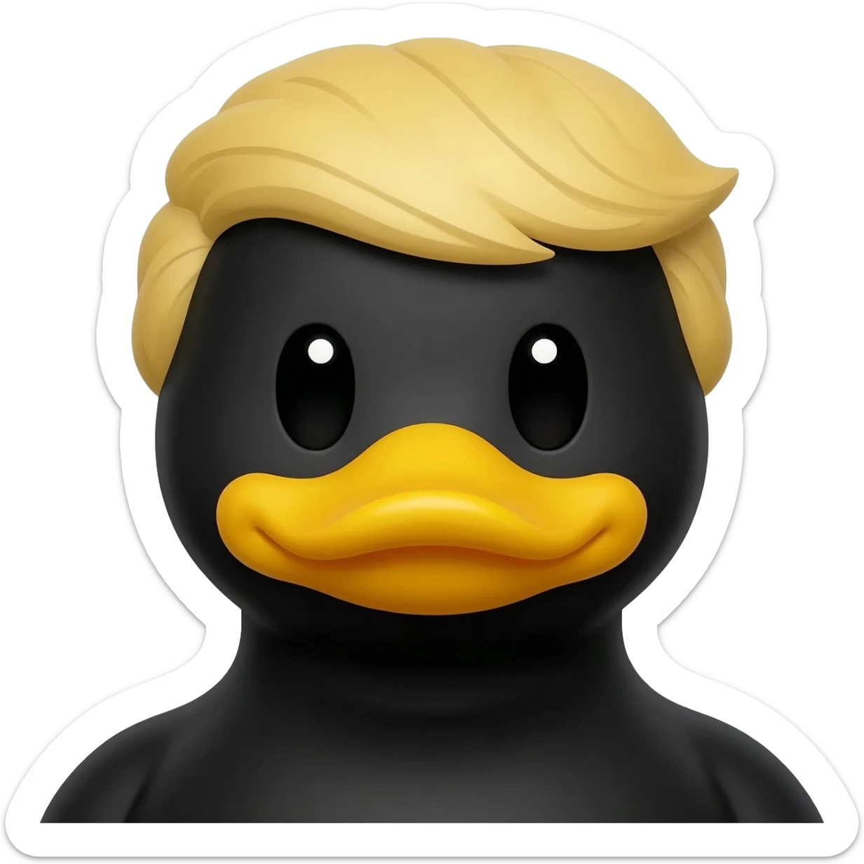 donald trump with duck nose (yellow),and black skin like duck sticker