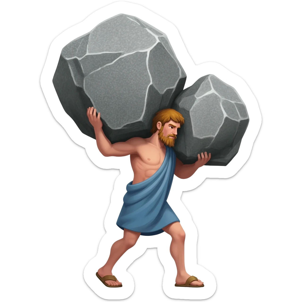 Atlas the greek god carrying big rock and shirt and get heavied sticker