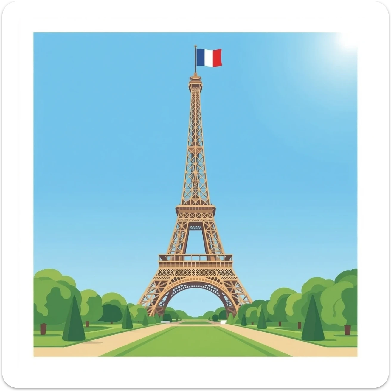 Eiffel Tower with France flag on top sticker