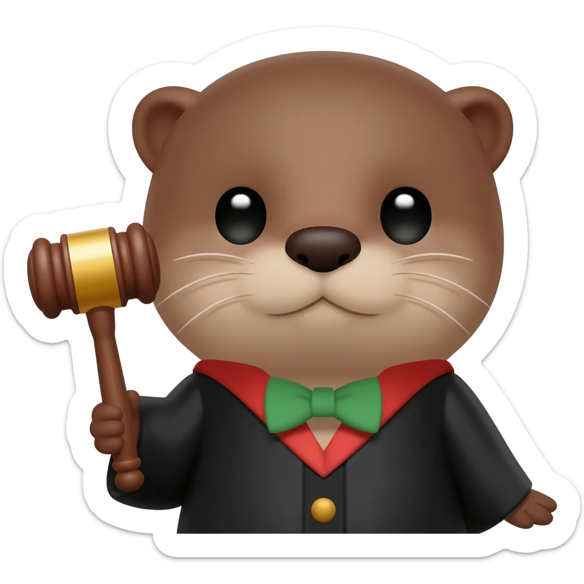 cute otter head with a judge's gavel sticker